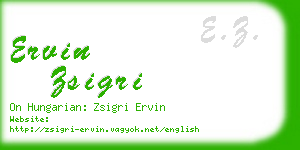 ervin zsigri business card